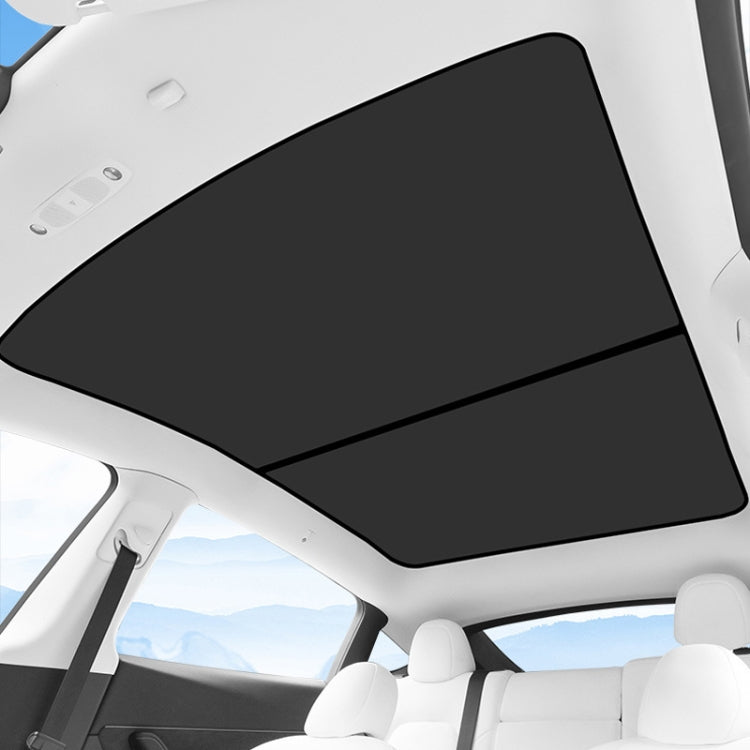 2pcs /Set For Tesla Model Y Ice Crystal Sunshade Car Roof Front And Rear Sunroof Shade(Black)