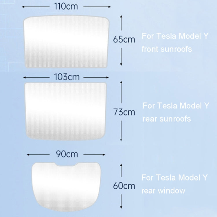 2pcs /Set For Tesla Model Y Ice Crystal Sunshade Car Roof Front And Rear Sunroof Shade(Black)