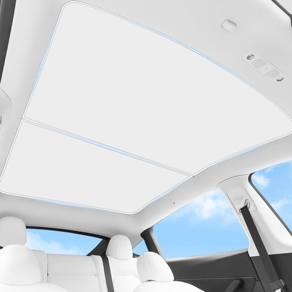 2pcs /Set For Tesla Model Y Ice Crystal Sunshade Car Roof Front And Rear Sunroof Shade(Black)