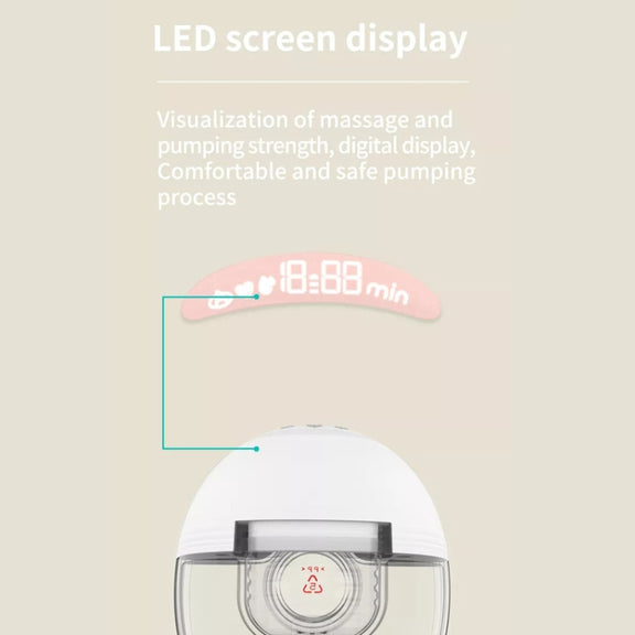 S21 Single Electric Wearable Breast Pump With LED Display, 3 Modes & 12 Levels