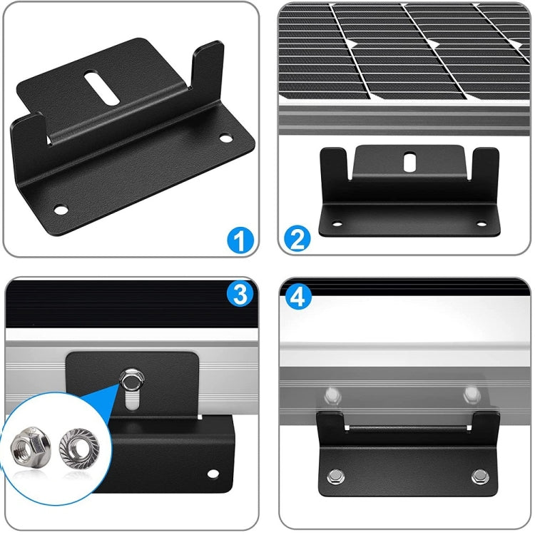 4pcs /Set Aluminum Solar Panel Mounting Bracket(Black)
