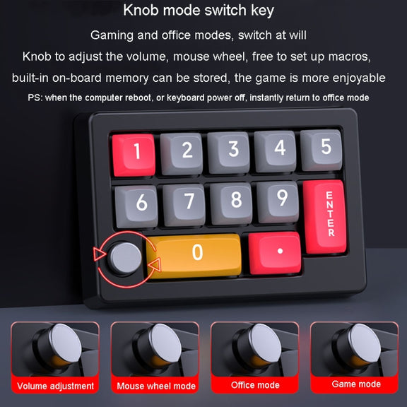 MKESPN 13 Keys RGB Multi-Function Macro Programming Mechanical Keypad Wired With Knob Keyboard(Black)