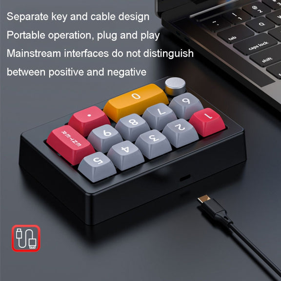 MKESPN 13 Keys RGB Multi-Function Macro Programming Mechanical Keypad Wired With Knob Keyboard(Black)