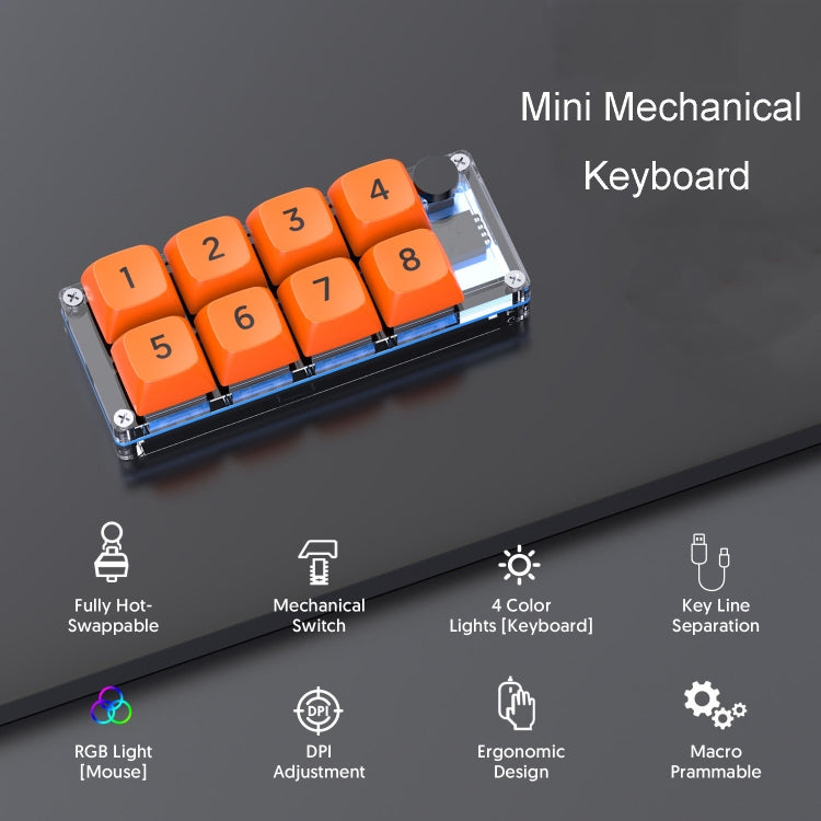 MKESPN Shortcut Macro Defined Wired Samll Keypad Single Handed Gaming Keyboard(Transparent)