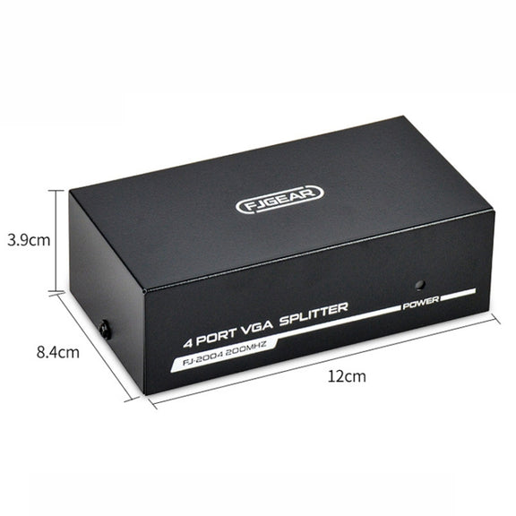 FJGEAR FJ-2004 VGA Splitter 1 In 4 Out Computer Vedio Output Splitter, EU Plug