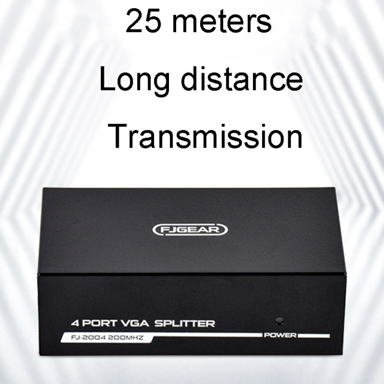 FJGEAR FJ-2004 VGA Splitter 1 In 4 Out Computer Vedio Output Splitter, EU Plug