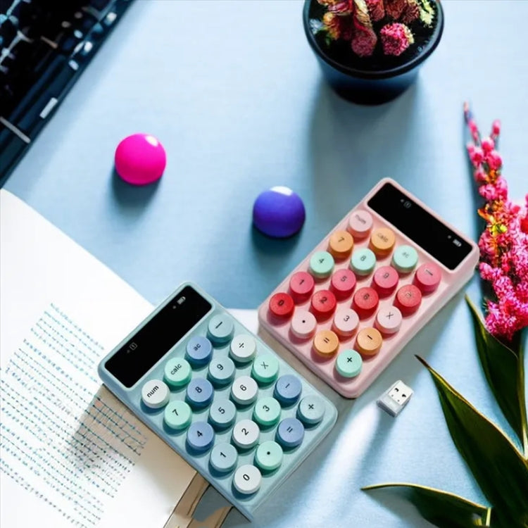 Q3 2.4G Mini Wireless Office Digital Keyboard Cash Register Financial Accounting Password Keypad(Pink)
