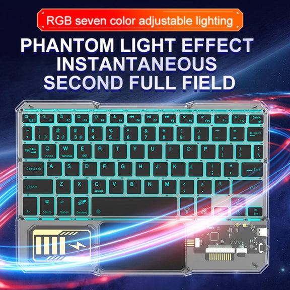 KB-333 RGB Backlit Wireless Bluetooth Keyboard Cell Phone Tablet Laptop Compatible Keypad(Black)