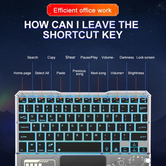 KB-333 RGB Backlit Wireless Bluetooth Keyboard Cell Phone Tablet Laptop Compatible Keypad(Black)