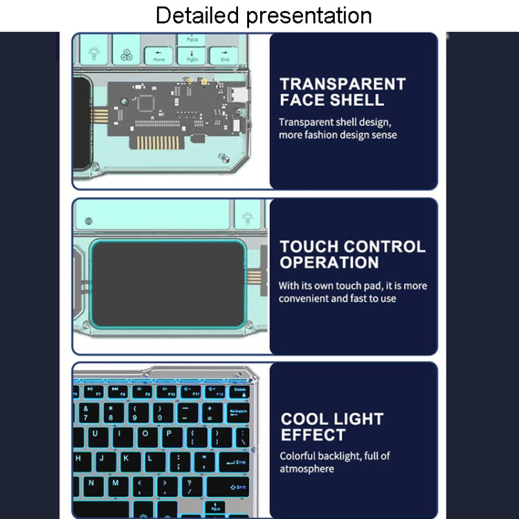 KB-333 RGB Backlit Wireless Bluetooth Keyboard Cell Phone Tablet Laptop Compatible Keypad(Black)