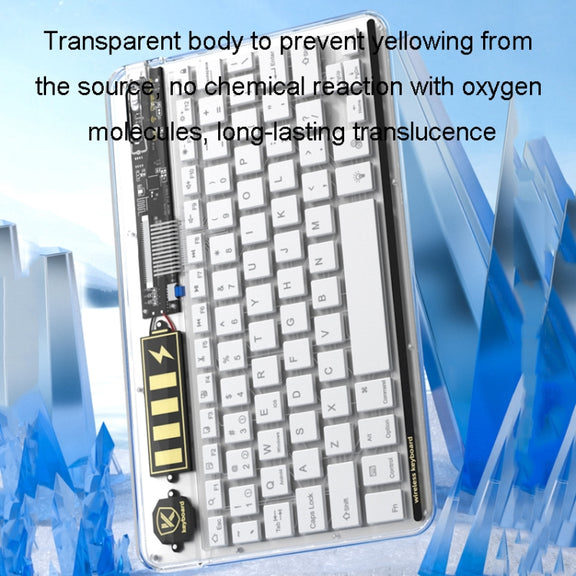 Transparent Lighting Bluetooth Keyboard 10 Inch Wireless Silent Keypad(White)