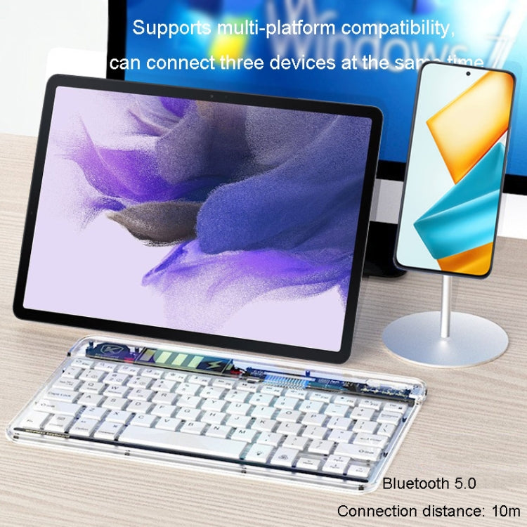 Transparent Lighting Bluetooth Keyboard 10 Inch Wireless Silent Keypad(Black)