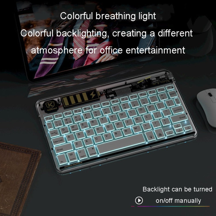 Transparent Lighting Bluetooth Keyboard 10 Inch Wireless Silent Keypad(Black)
