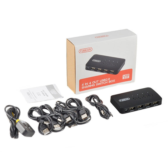 FJGEAR FJ-U404 USB2.0 4 In 4 Out Sharing Switcher With Controller