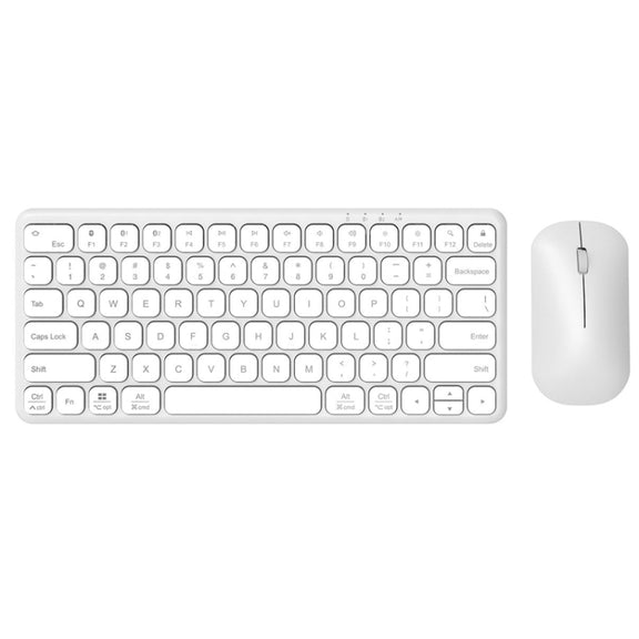 B087 2.4G Portable 78 Keys Dual Mode Wireless Bluetooth Keyboard And Mouse, Style: Keyboard Mouse Set White