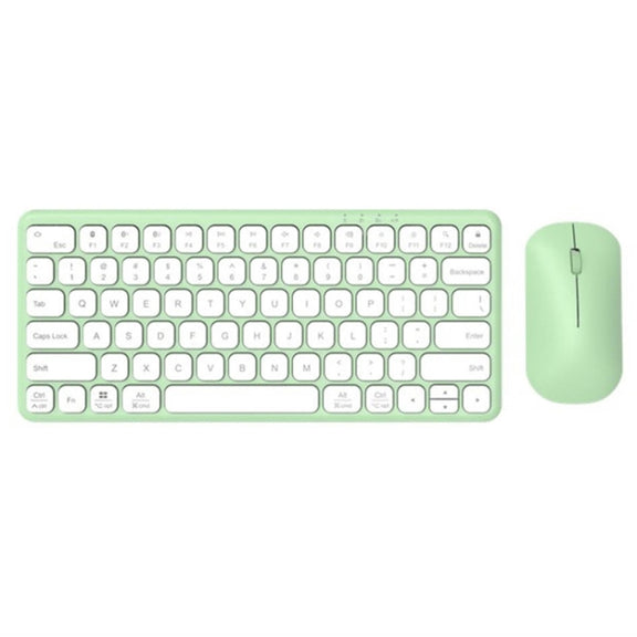 B087 2.4G Portable 78 Keys Dual Mode Wireless Bluetooth Keyboard And Mouse, Style: Keyboard Mouse Set Green