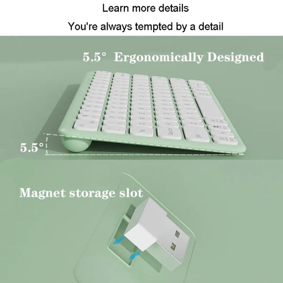 B087 2.4G Portable 78 Keys Dual Mode Wireless Bluetooth Keyboard And Mouse, Style: Keyboard Mouse Set White