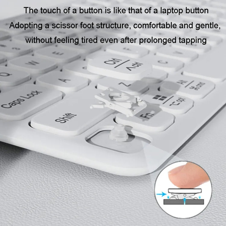 B087 2.4G Portable 78 Keys Dual Mode Wireless Bluetooth Keyboard And Mouse, Style: Keyboard Mouse Set White