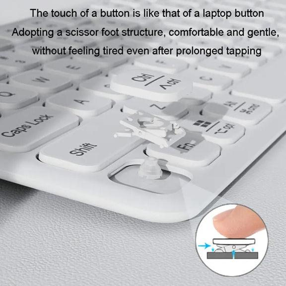 B087 2.4G Portable 78 Keys Dual Mode Wireless Bluetooth Keyboard And Mouse, Style: Keyboard Mouse Set White