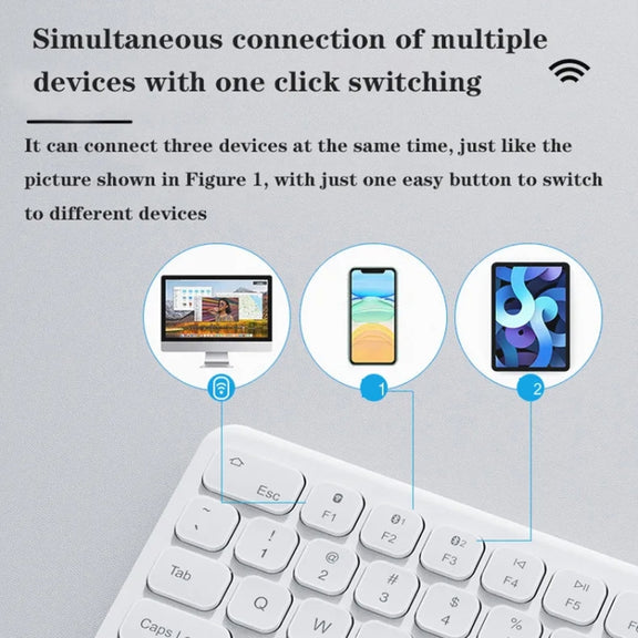 B087 2.4G Portable 78 Keys Dual Mode Wireless Bluetooth Keyboard And Mouse, Style: Keyboard Mouse Set White