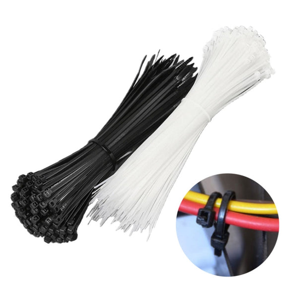 100pcs /Pack 8x450mm National Standard 7.6mm Wide Self-Locking Nylon Cable Ties Plastic Bundle Cable Ties(Black)