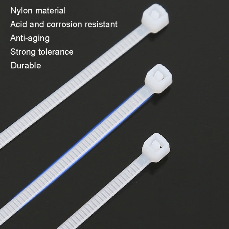 100pcs /Pack 8x600mm National Standard 7.6mm Wide Self-Locking Nylon Cable Ties Plastic Bundle Cable Ties(White)
