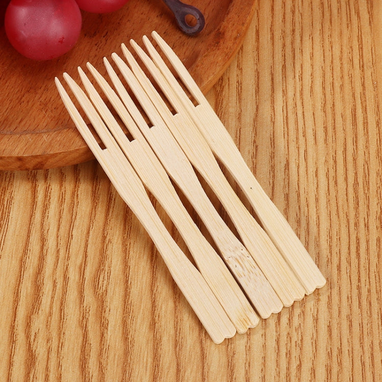 200pcs /Can Bamboo Fruit Stick Disposable Two Tines Dessert Fork For Home Use