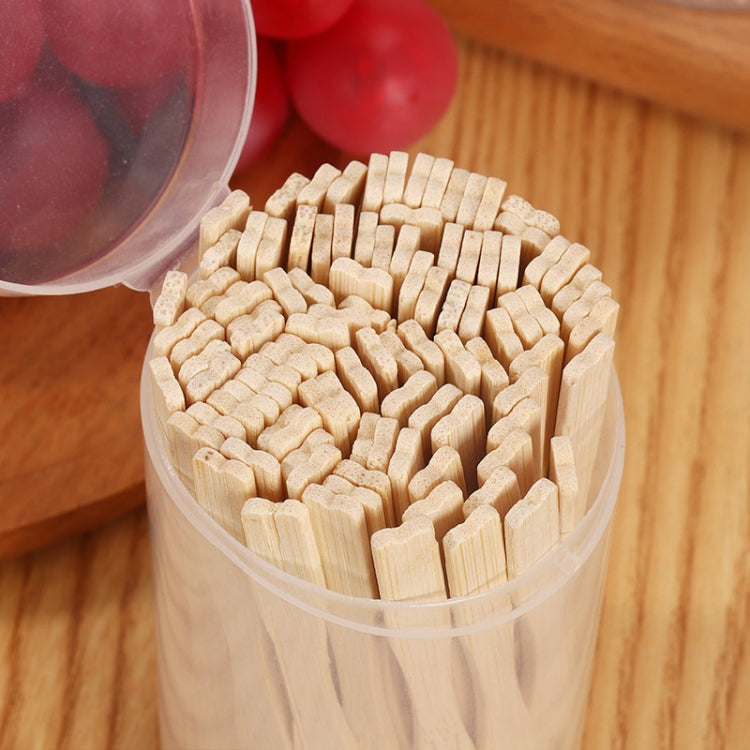 200pcs /Can Bamboo Fruit Stick Disposable Two Tines Dessert Fork For Home Use