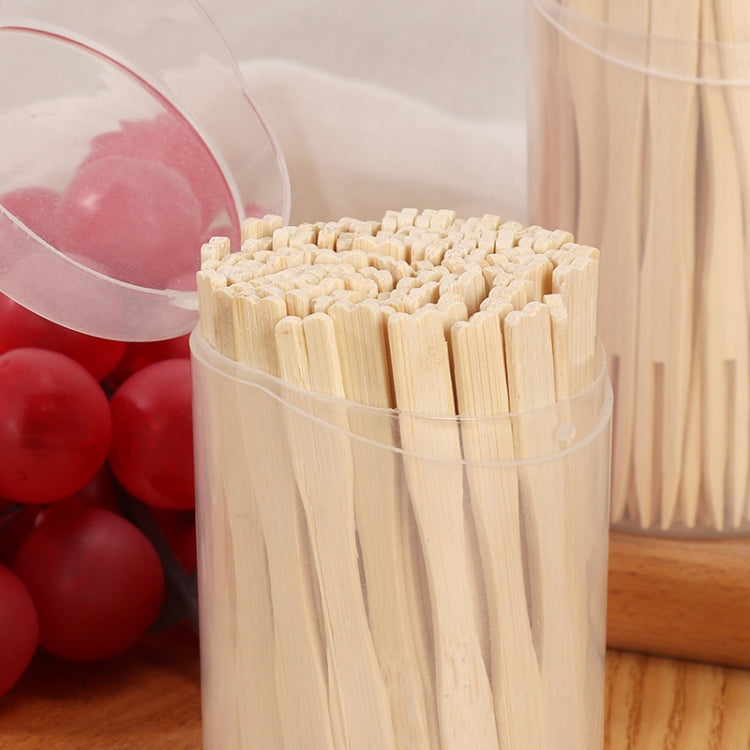 200pcs /Can Bamboo Fruit Stick Disposable Two Tines Dessert Fork For Home Use
