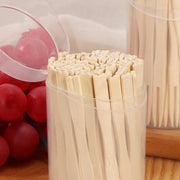 200pcs /Can Bamboo Fruit Stick Disposable Two Tines Dessert Fork For Home Use
