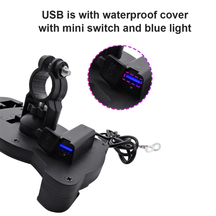 Motorcycle Sunshade Rainproof Mobile Phone Holder, Shape: Charging Mirror Holder 18W (QC3.0)