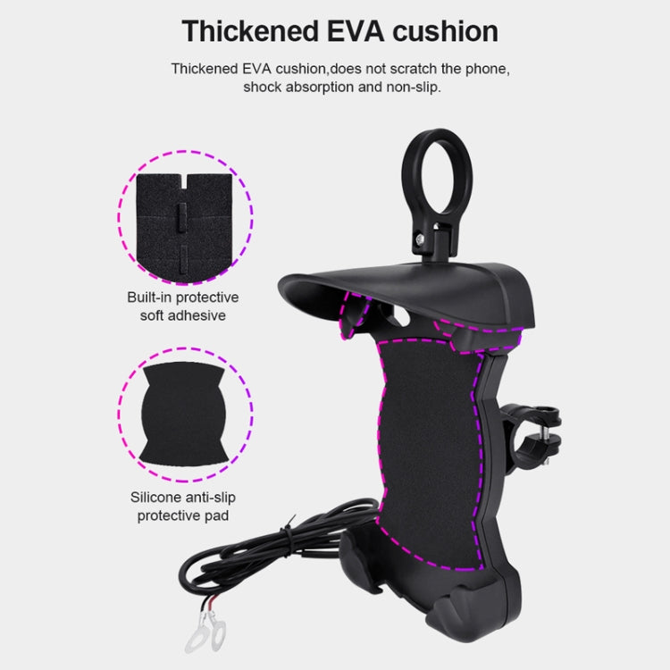Motorcycle Sunshade Rainproof Mobile Phone Holder, Shape: Charging Mirror Holder 5V-2A