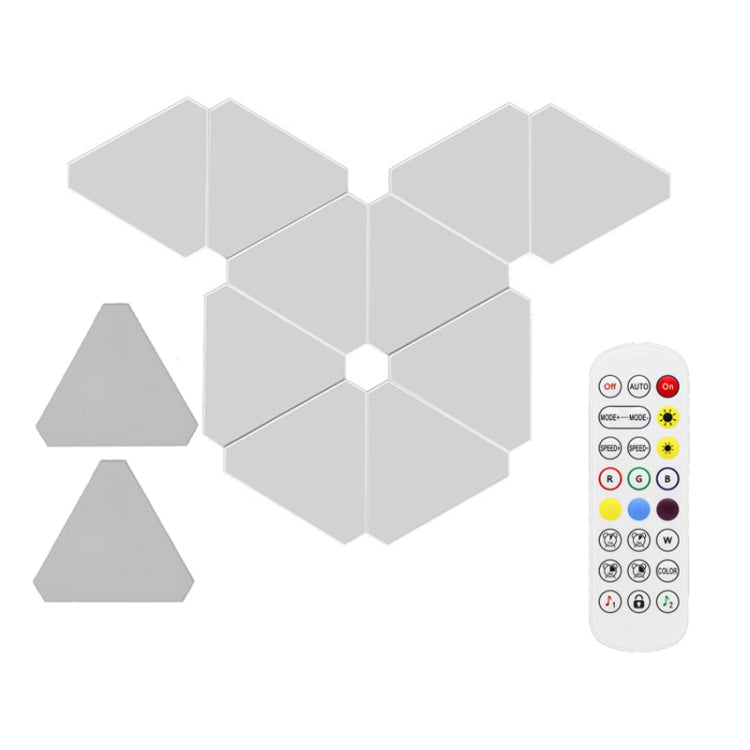 12pcs /Set Triangle Splicing Intelligent Sound Control Quantum Light Atmosphere Lighting With Remote Control, US Plug(Bluetooth Model)