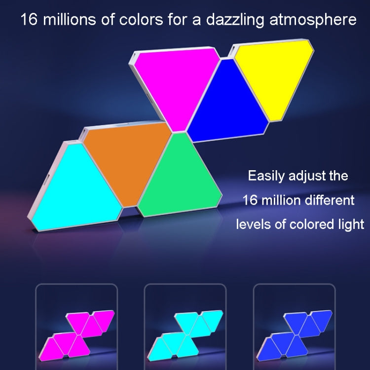 10pcs /Set Triangle Splicing Intelligent Sound Control Quantum Light Atmosphere Lighting With Remote Control, US Plug(Bluetooth Model)