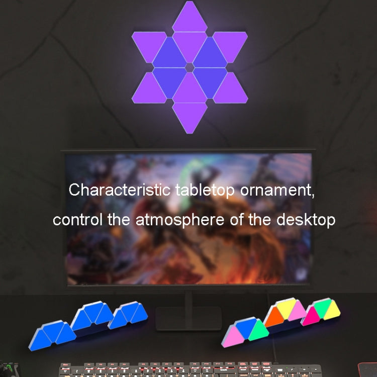 10pcs /Set Triangle Splicing Intelligent Sound Control Quantum Light Atmosphere Lighting With Remote Control, US Plug(Bluetooth Model)