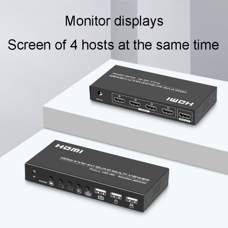 FJGEAR FJ-401HK 4 Ports HDMI KVM Video Splitter With IR Remote Controller