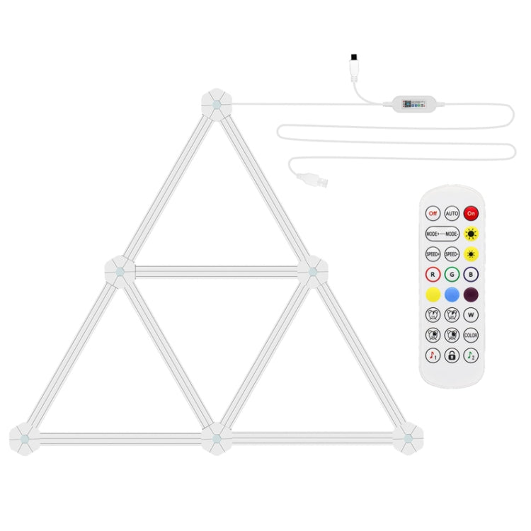 9pcs /Set LED WIFI Graffiti Bluetooth Smart Splicing Quantum Light DIY Atmosphere Lighting With Remote Control, US Plug(White)