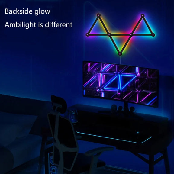 9pcs /Set LED WIFI Graffiti Bluetooth Smart Splicing Quantum Light DIY Atmosphere Lighting With Remote Control, US Plug(White)