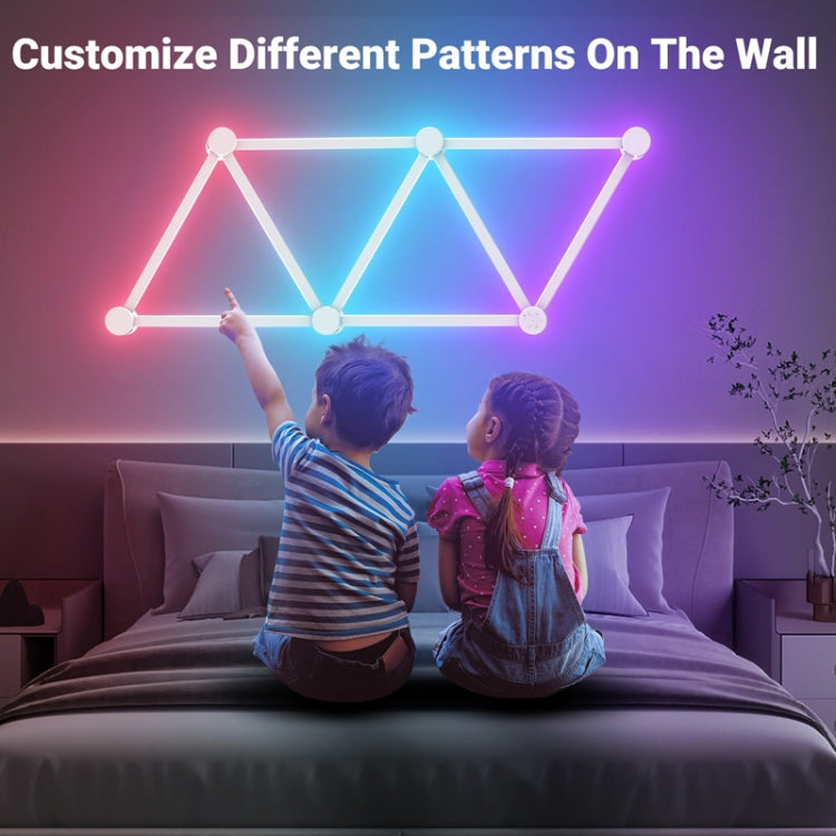 9pcs /Set LED WIFI Graffiti Bluetooth Smart Splicing Quantum Light DIY Atmosphere Lighting With Remote Control, US Plug(White)