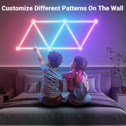 9pcs /Set LED WIFI Graffiti Bluetooth Smart Splicing Quantum Light DIY Atmosphere Lighting With Remote Control, US Plug(White)
