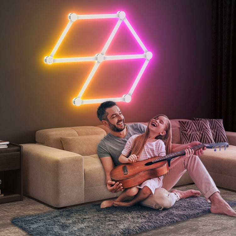 9pcs /Set LED WIFI Graffiti Bluetooth Smart Splicing Quantum Light DIY Atmosphere Lighting With Remote Control, US Plug(White)