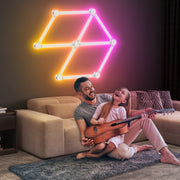 9pcs /Set LED WIFI Graffiti Bluetooth Smart Splicing Quantum Light DIY Atmosphere Lighting With Remote Control, US Plug(White)