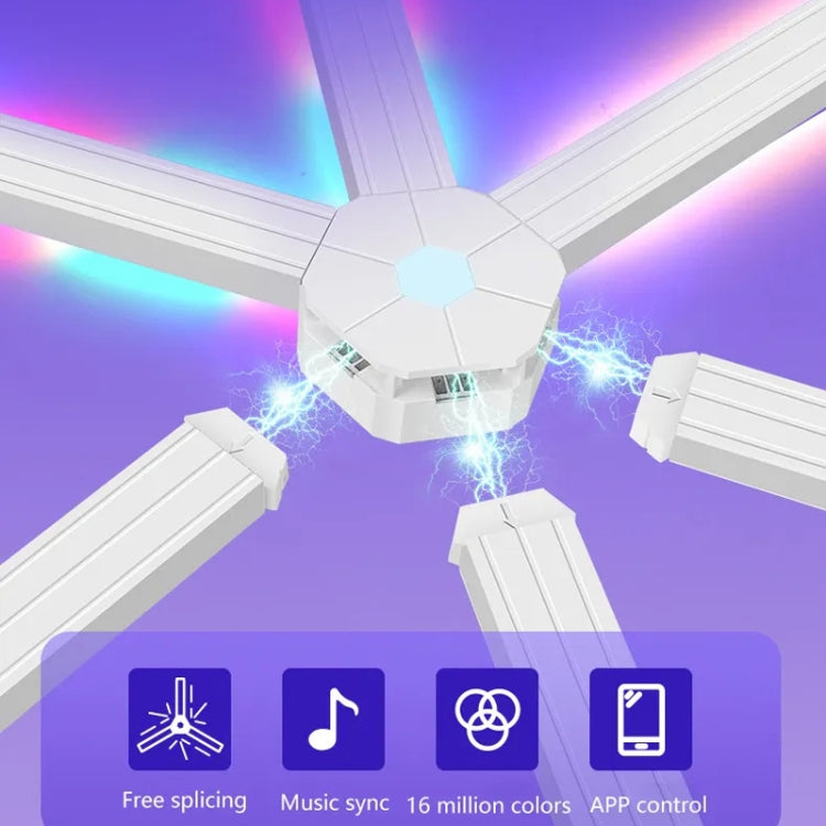 9pcs /Set LED WIFI Graffiti Bluetooth Smart Splicing Quantum Light DIY Atmosphere Lighting With Remote Control, US Plug(White)