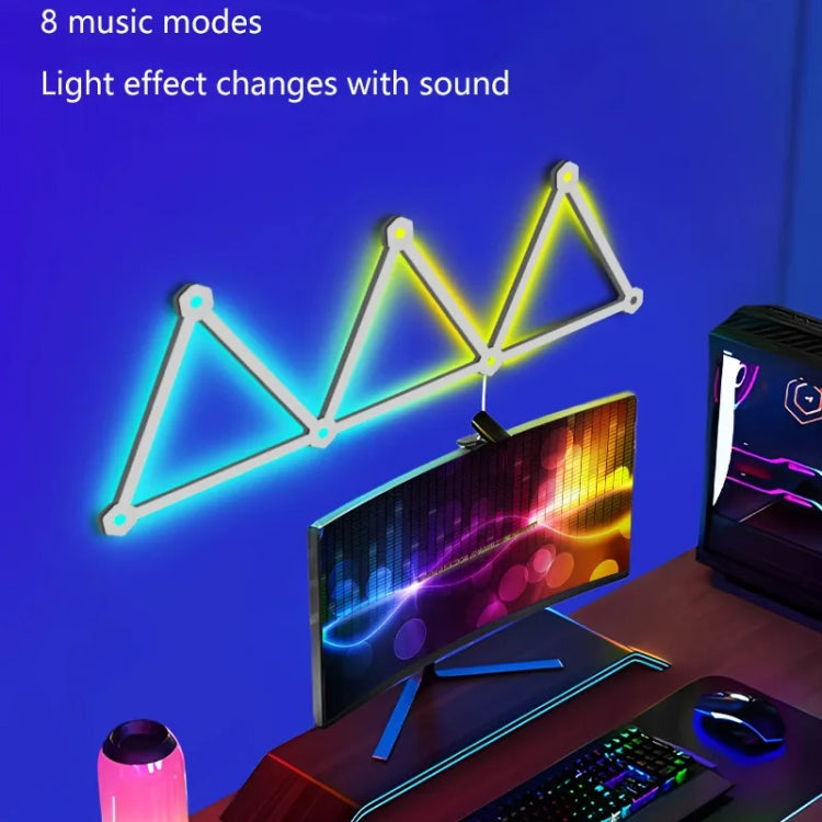 9pcs /Set LED WIFI Graffiti Bluetooth Smart Splicing Quantum Light DIY Atmosphere Lighting With Remote Control, US Plug(White)