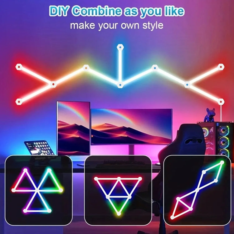9pcs /Set LED WIFI Graffiti Bluetooth Smart Splicing Quantum Light DIY Atmosphere Lighting With Remote Control, US Plug(White)