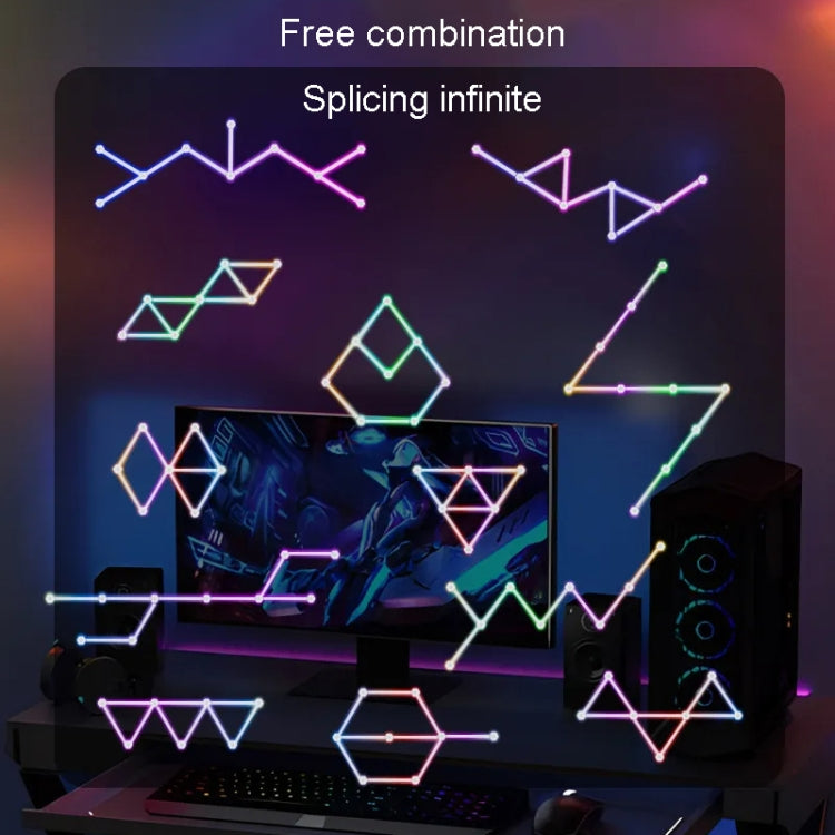 9pcs /Set LED WIFI Graffiti Bluetooth Smart Splicing Quantum Light DIY Atmosphere Lighting With Remote Control, US Plug(White)
