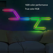 9pcs /Set LED WIFI Graffiti Bluetooth Smart Splicing Quantum Light DIY Atmosphere Lighting With Remote Control, US Plug(White)