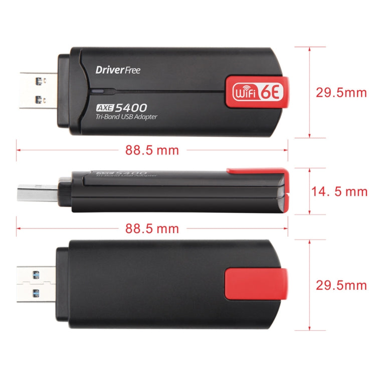 AX5400M 2.4G/5G/6G WIFI 6E Standard USB 3.0 Network Card WIFI Transmitter Receiver(Red)