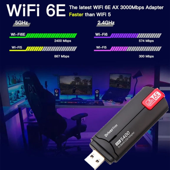 AX5400M 2.4G/5G/6G WIFI 6E Standard USB 3.0 Network Card WIFI Transmitter Receiver(Red)