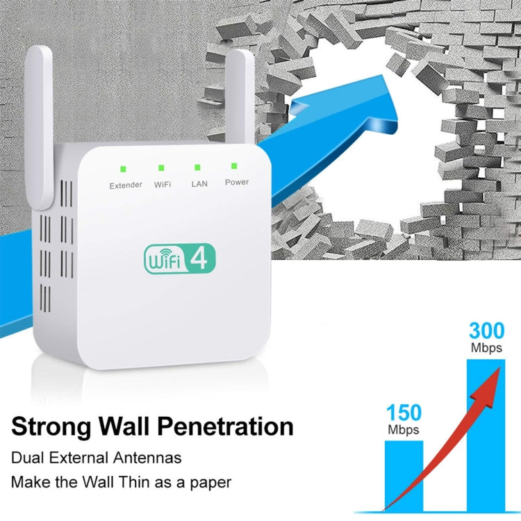 2.4G 300M Wi-Fi Amplifier Long Range WiFi Repeater Wireless Signal Booster EU Plug Black